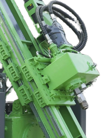 DR-100X Core Drilling Rig hydraulic rotary head, hoses and mast guides