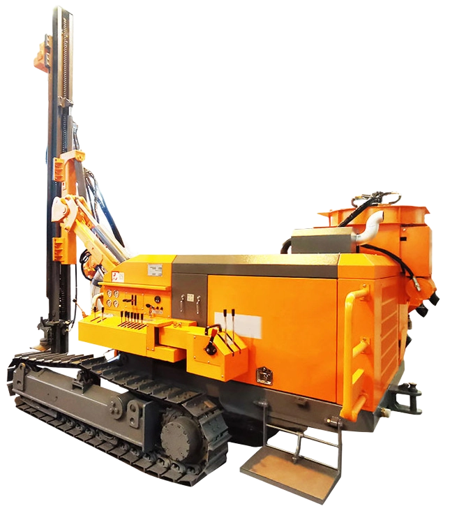 DR-110T DTH Drilling Rig with crawler tracks and feed beam