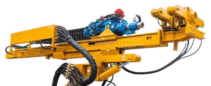 DR-120M Anchor Drilling Rig rotary head, feed rail and front clamp