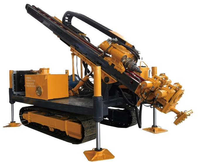DR-180M Anchor Drilling Rig with inclined mast, rotary head, front clamp assemblies and crawler chassis