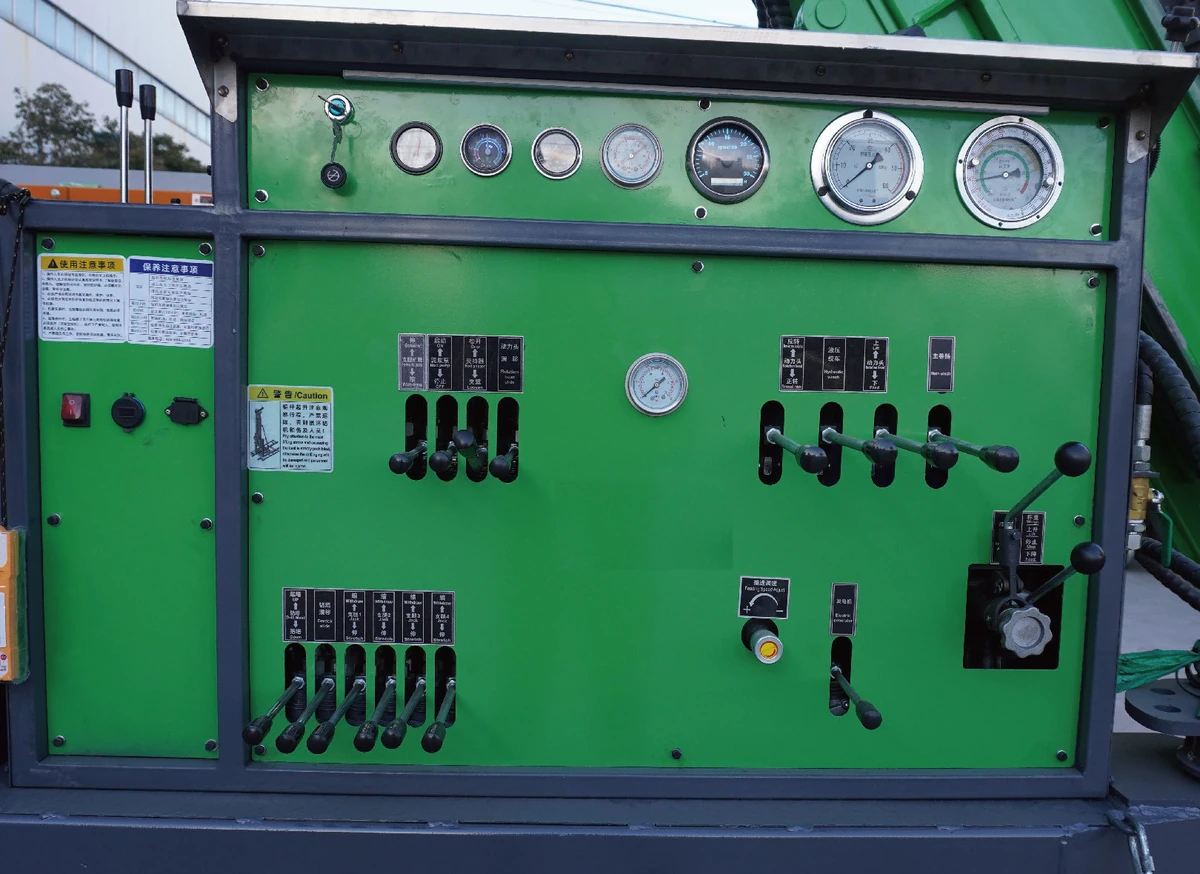DR-2000X Core Drilling Rig operating console with gauges and manual levers