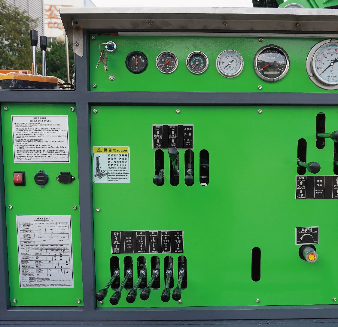 DR-200X Core Drilling Rig console gauges and manual operating levers