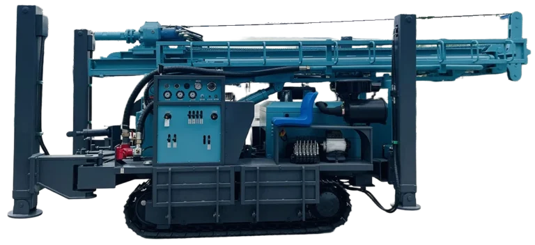 DR-300 Water Well Drilling Rig with folded mast and crawler chassis