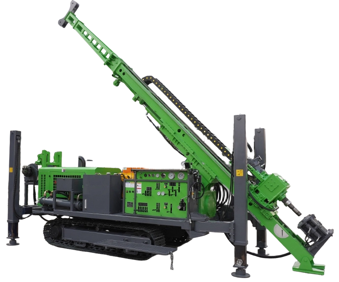 DR-500X Core Drilling Rig with raised mast and crawler chassis