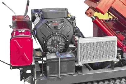 DR-600P gasoline engine, rectangular hydraulic cooler and nearby operating levers