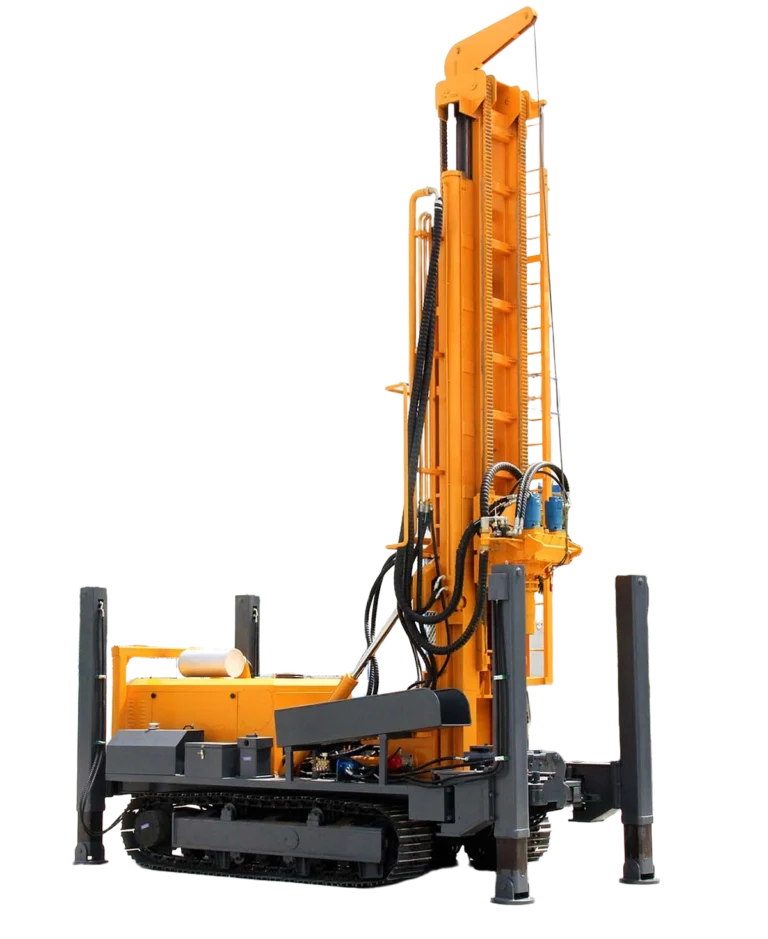DRW800 Water Well Drilling Rig with raised mast and crawler chassis