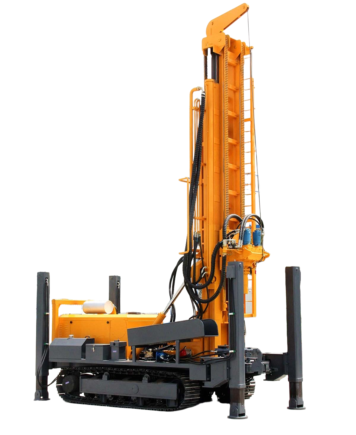 DRW800 Water Well Drilling Rig with raised mast and crawler chassis