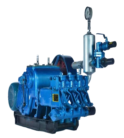 DR-500B Mud Pump with pressure gauge, air chamber and triplex fluid end