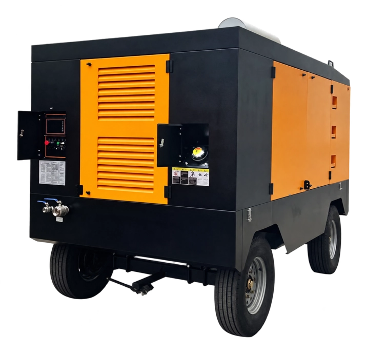 DR460-14C Mobile Screw Air Compressor - complete equipment view