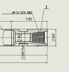 API 2 3/8 REG box end engineering detail